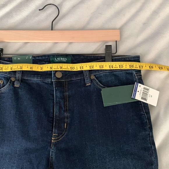 Laren Ralph Lauren gold red embroidered soutache cuff medium wash jeans size 12 - Picture 9 of 10